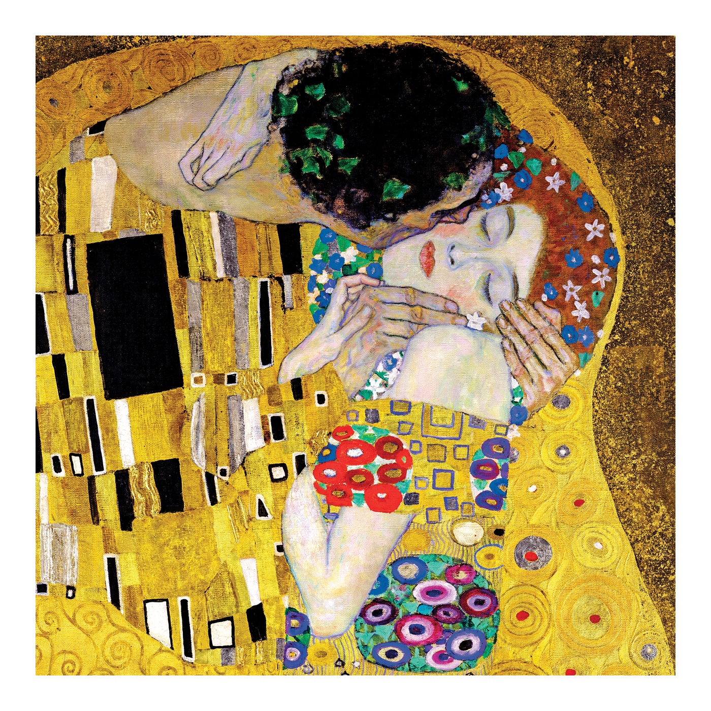 Zero Plastic | Gustav Klimt - 'The Kiss (Lovers)' - Plastic-Negative Art Greetings Card (15 x 15 cm)