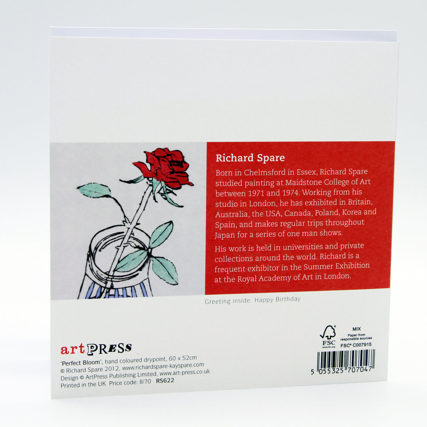 ArtPress | Richard Spare - 'Perfect Bloom' - For my Wife | Happy Birthday Art Greetings Card (15 x 15 cm)