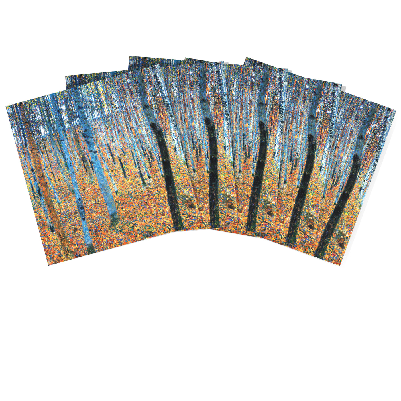 Set of 5: Zero Plastic | Gustav Klimt - 'Beech Grove I' - Plastic-Negative Art Greetings Card (15 x 15 cm - Single Design)