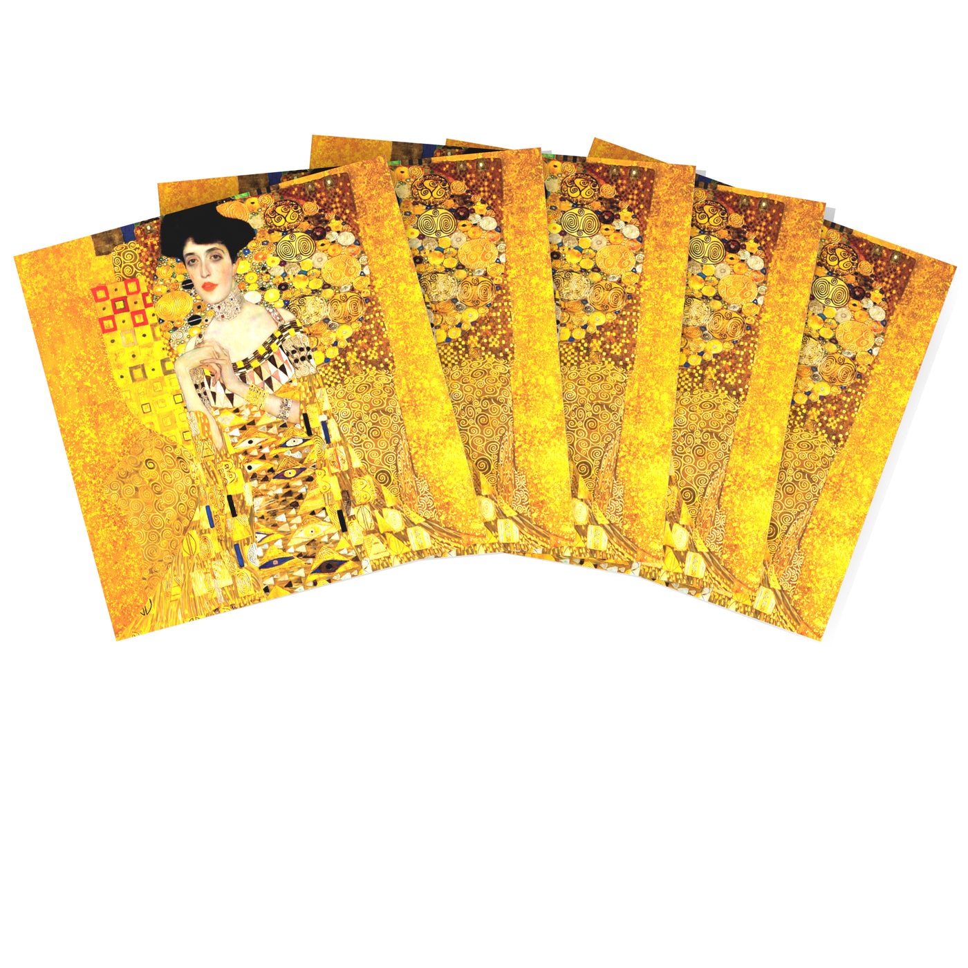 Set of 5: Zero Plastic | Gustav Klimt - 'Portrait of Adele Bloch-Bauer I (The Lady in Gold / The Woman in Gold)' - Plastic-Negative Art Greetings Card (15 x 15 cm - Single Design)