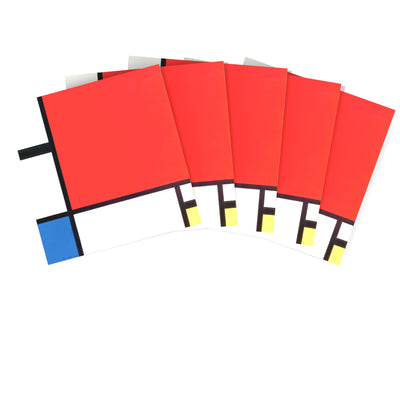 Set of 5: Zero Plastic | Piet Mondrian - 'Composition with Red, Blue and Yellow' - Plastic-Negative Art Greetings Card (15 x 15 cm - Single Design)