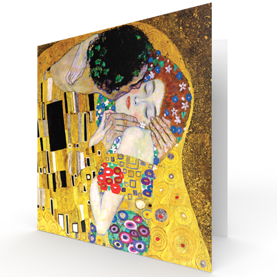 Zero Plastic | Gustav Klimt - 'The Kiss (Lovers)' - Plastic-Negative Art Greetings Card (15 x 15 cm)