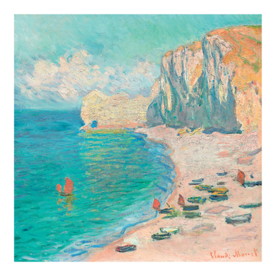 Set of 5: Zero Plastic | Claude Monet - 'Etretat: The Beach and the Falaise d’Amont' - Plastic-Negative Art Greetings Card (15 x 15 cm - Single Design)