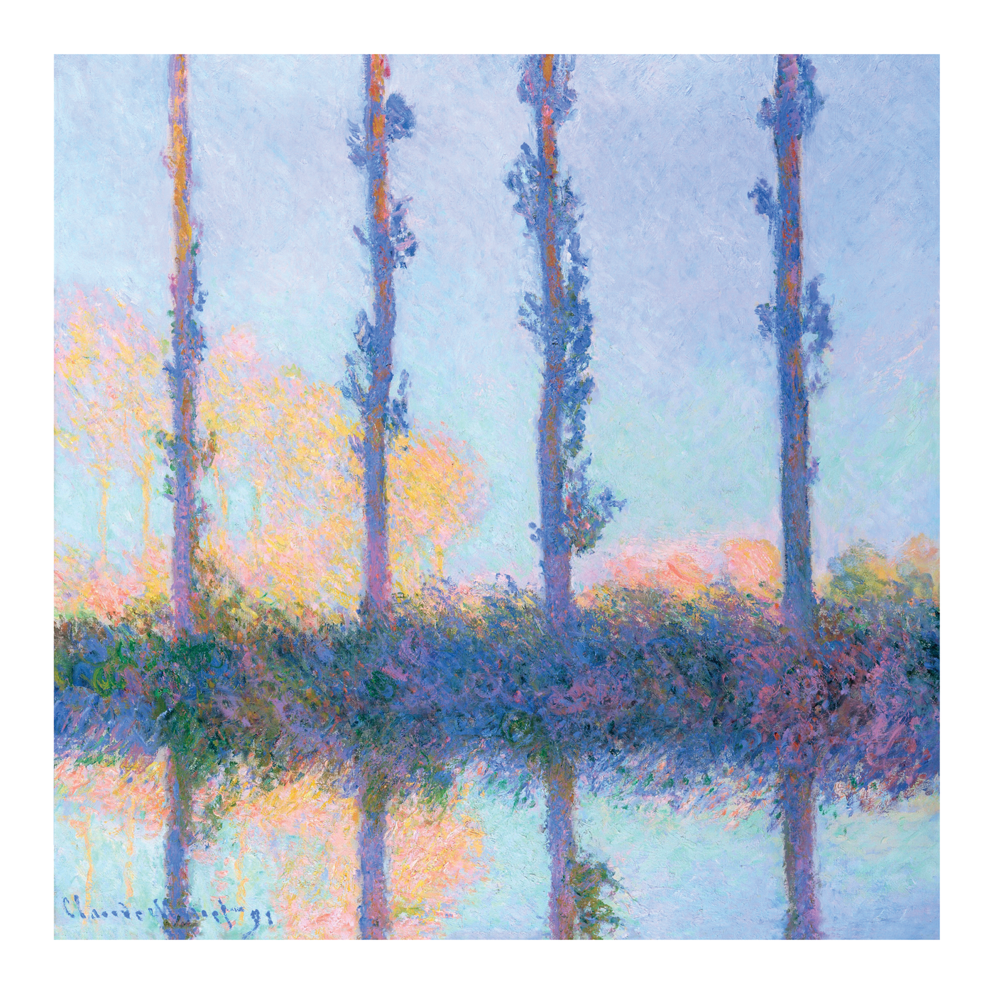 Zero Plastic | Claude Monet - 'The Four Trees' - Plastic-Negative Art Greetings Card (15 x 15 cm)