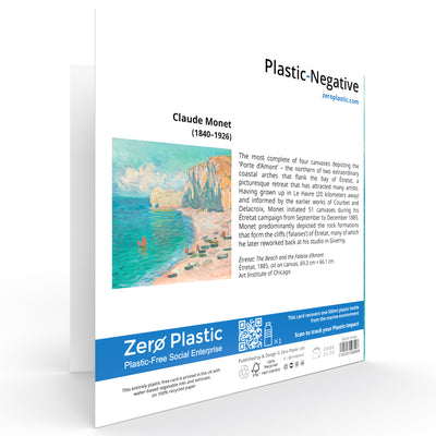 Zero Plastic | Claude Monet - 'Etretat: The Beach and the Falaise d’Amont' - Plastic-Negative Art Greetings Card (15 x 15 cm)