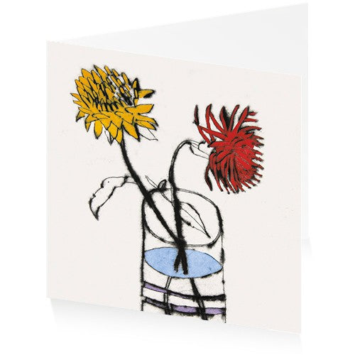 ArtPress | Richard Spare - 'Cactus Dahlias' - Art Greetings Card (15 x 15 cm)